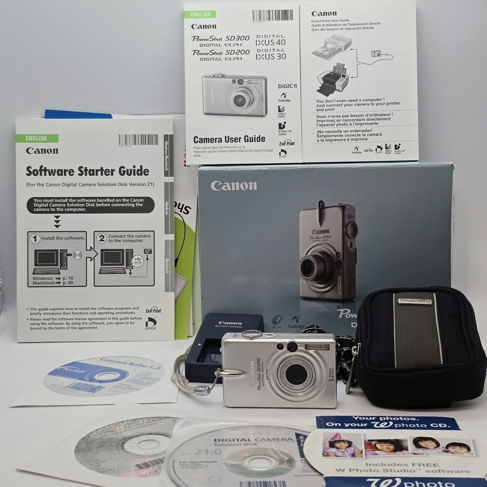 Canon PowerShot Digital ELPH SD200 3.2MP Digital Camera W/ Charger